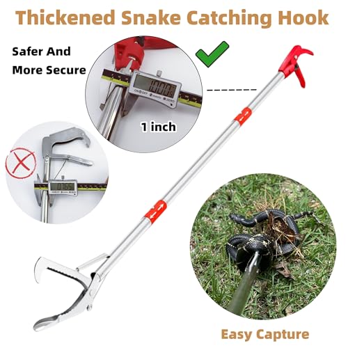 Snake Grabber Tool, 50'' Folding Snake Grabber Tongs with 72'' Detachable Stainless Steel Snake Catching Net for Corrosion Resistance High Load Capacity Easy to Clean and Maintain