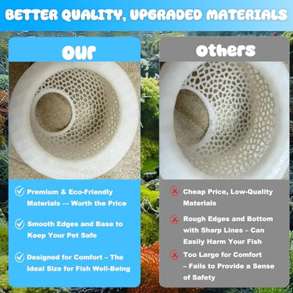 Blue Floating Betta Hide & Shrimp Cave: 3-in-1 Aquarium Hammock, Feeder & Resting Spot for Betta Fish, Shrimp & Small Fish | Eco-Safe PLA - color: Blue