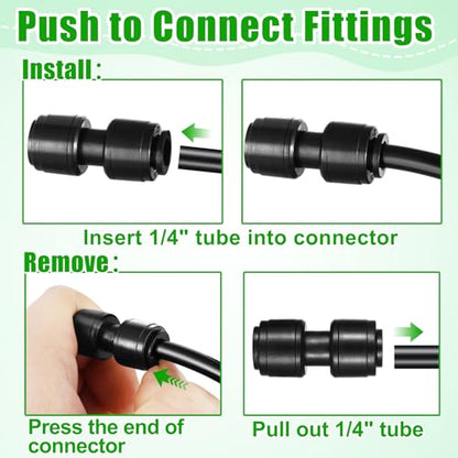 20 Pack 1/4" Quick Connect Fittings Coupling Connectors,1/4 Inch Irrigation Tubing Fittings Anti-Drop Push to Connect Fittings Locked Straight for 1/4 Inch Drip Tubing Garden Irrigation System - size: 20 Pack 1/4" Coupling