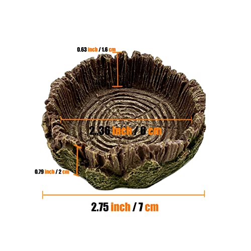 Small Reptile Food Dish, 2 Pack Reptile Feeding Food Bowls for Bearded Dragon Gecko Lizard Frog Hermit Crab Snail Toad - color: 2 PCS Tree Line Small Bowls