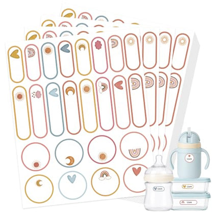 Tinabless 480 Pcs Baby Bottle Labels for Daycare, Self-Laminating, Rainbow | 480 Rainbow Baby Bottle Labels For Daycare, Water Bottles, Snack Containers, Lunch Boxes And Kids' School Gear. - color: Rainbow-480pcs