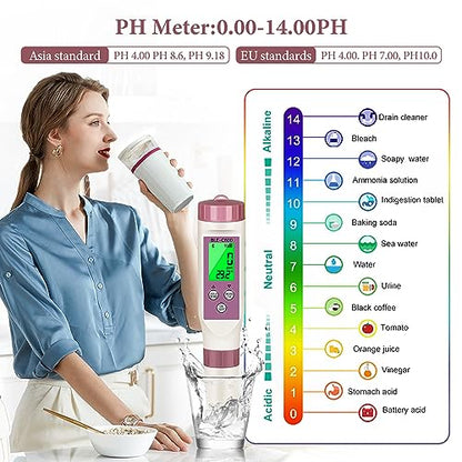 PH Meter 7-in-1 Tds Meter/Salinity Tester/pH Meter/EC Meter/Orp Meter/S.G Meter/Temp ph Tester Digital,PH Meter for Water 0.01pH Accuracy,Tds Meter with ATC. - size: 7-1