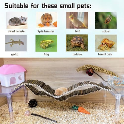 2-Pack Rat Bendy Long Suspension Bridges 19.7 x 2.7 Inch Hamster Climbing Ladder Flexible Wooden Bridge for Dwarf Hamster Sugar Glider Rodents Mouse - size: 2PCS 19.7x2.7in