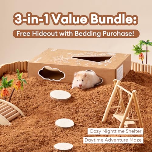 BUCATSTATE 5L Natural Coco Fiber Hamster Bedding | Soft Natural Coco Fiber Substrate for Small Pets & Dwarf Syrian Hamsters, Gerbils, Mice, Low-dust Hamster Hamsters