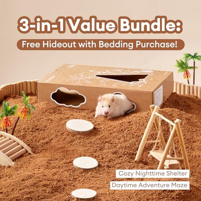 BUCATSTATE 5L Natural Coco Fiber Hamster Bedding | Soft Natural Coco Fiber Substrate for Small Pets & Dwarf Syrian Hamsters, Gerbils, Mice, Low-dust Hamster Hamsters