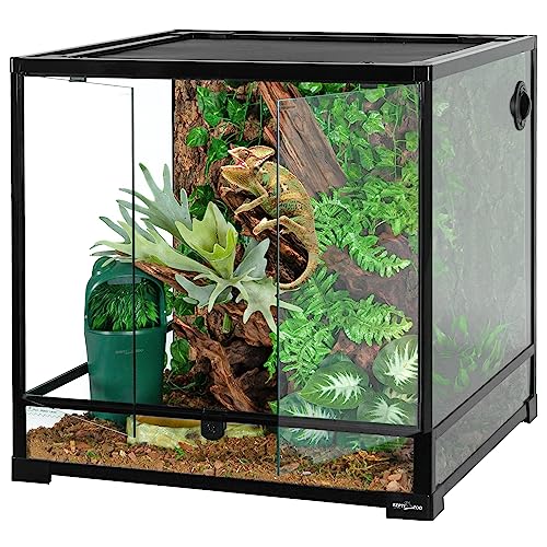 REPTIZOO 60 Gallon Glass Reptile Tank, 24" x 24" x 24" Large Reptile Terrarium Front Opening Terrarium with Double Hinge Door and Top Screen Ventilation, Easy Assembly Enclosure Tank - size: 24" x 24" x 24"