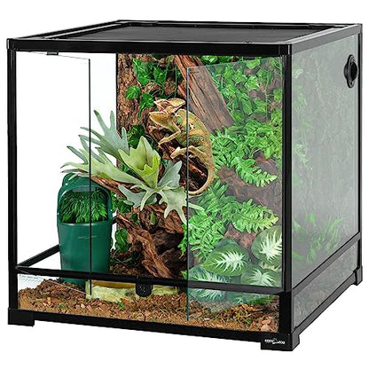 REPTIZOO 60 Gallon Glass Reptile Tank, 24" x 24" x 24" Large Reptile Terrarium Front Opening Terrarium with Double Hinge Door and Top Screen Ventilation, Easy Assembly Enclosure Tank - size: 24" x 24" x 24"