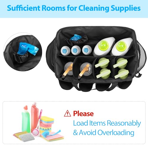 HODRANT Extra-Large Cleaning Caddy with Handles & Multi Pockets | Large Capacity Tote Bag for Cleaning Tools & Products Storage, Cleaner Organizer for Car, Home & Housekeeping Work, Gray - color: Gray