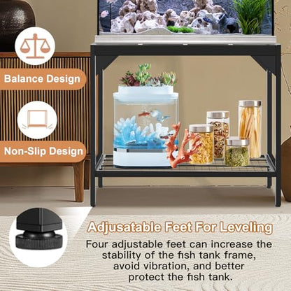 40 Gallon Fish Tank Stand – Aquarium Stand with Power Outlets, 37.7" x 19.2" x 58.66", Heavy-Duty Metal Tank Stand, 40 Gallon Reptile Tank Stand for Home Office – Tank Not Included (Black)