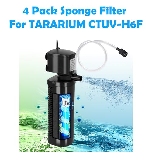 TARARIUM CTUV-H6F Aquarium Filter Sponge Replacement Filters 4 Pack CTUV-H6F-800A, Coospider-repta CTUV-H6F-AQ028