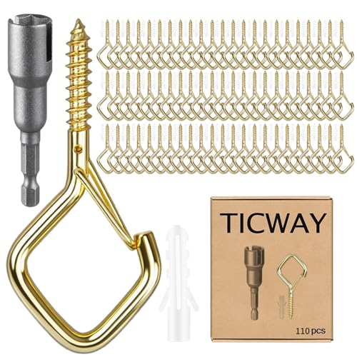 110 PCS Q-Hanger Hooks for String Lights, Ceiling Hangers for Plants & Wind Chimes, Christmas Decorations Outdoor Hooks Gold - color: Gold, size: 110