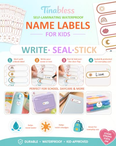 Tinabless 480 Pcs Baby Bottle Labels for Daycare, Self-Laminating, Rainbow | 480 Rainbow Baby Bottle Labels For Daycare, Water Bottles, Snack Containers, Lunch Boxes And Kids' School Gear. - color: Rainbow-480pcs