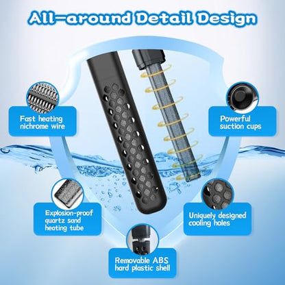 Aquarium Heater, 100W/200W/300W/500W Adjustable Fish Tank Heater with Intelligent Digital LED Controller, Overheating and Out of Water Protection for Freshwater and Saltwater Tanks - size: 300W for 40-75 Gallon
