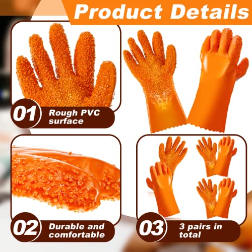 Jecery Plumbing Snake Gloves Sewer Gloves Abrasion Resistant Drain Cleaning Accessory for Men Women Plumber Tools Orange