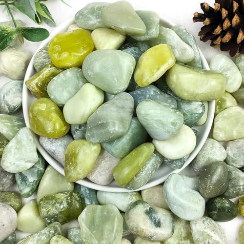 10lbs Jade River Rocks, 1-2 Inch Natural Pebbles for Indoor Plants, High Polished Decorative Stones Vase Filler Fish Tank Aquariums Landscaping Garden Outdoor and Indoor DIY - color: Jade, size: 10 Pounds