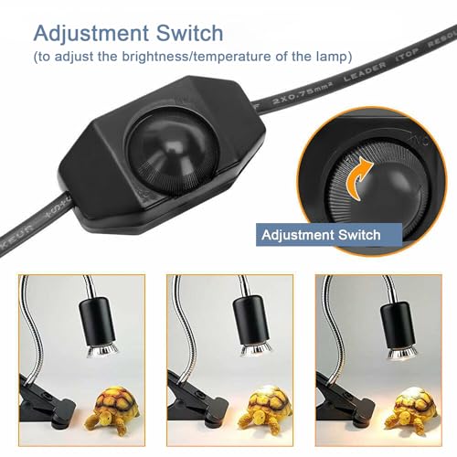 Heat lamp for reptiles，UVA UVB Turtle Heating Lamp with Two Heat Bulbs, Turtle Basking Light with 360° Rotatable Hose & Clamp & Adjustable Switch for Bearded Dragon Reptiles Turtle Lizard Snake - style: Reptile Heat Lamp
