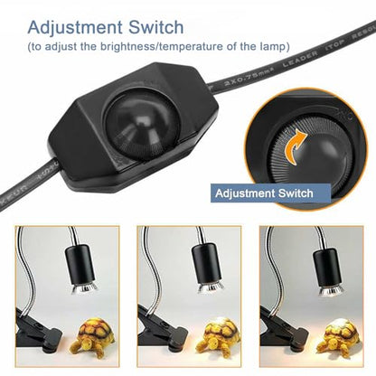 Heat lamp for reptiles，UVA UVB Turtle Heating Lamp with Two Heat Bulbs, Turtle Basking Light with 360° Rotatable Hose & Clamp & Adjustable Switch for Bearded Dragon Reptiles Turtle Lizard Snake - style: Reptile Heat Lamp