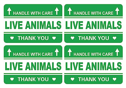 Live Animal Sticker,2x3 inch 200pcs Live Animals Shipping Waterproof Sticker