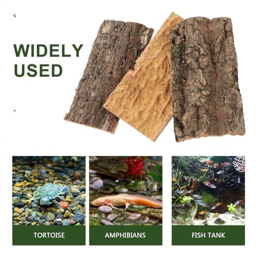 Kisangel Cork Bark Aquarium Decor 4Pcs Terrarium Bark Background Natural Reptile Tank Accessory Reusable Cuttable Cork for Fish Tank Background for Aquarium