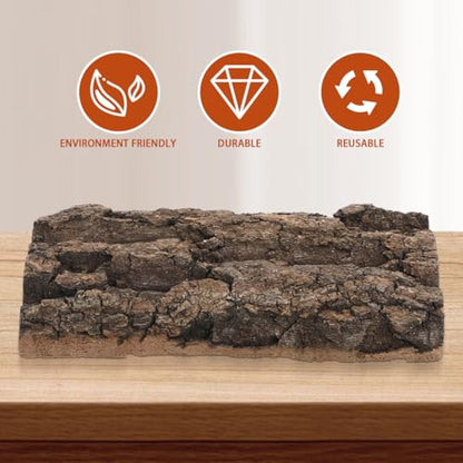 Didiseaon 3 Pcs Cork Bark Terrarium Background Decor, Reptile Tank Climbing Mat Wall Backdrop, Aquarium Fish Ornament for Lizard Gecko Snake Turtle 7.87X4.13X0.59In
