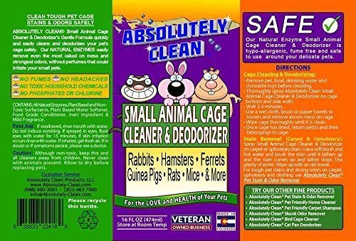 Absolutely Clean Amazing Small Animal Cage Cleaner - Just Spray/Wipe - Easily Removes Messes & Odors - Hamsters, Mice, Rats, Guinea Pigs, Ferrets - USA Made (16 oz Concentrate) - style: 16 Fl Oz Concentrate (Makes 64oz)