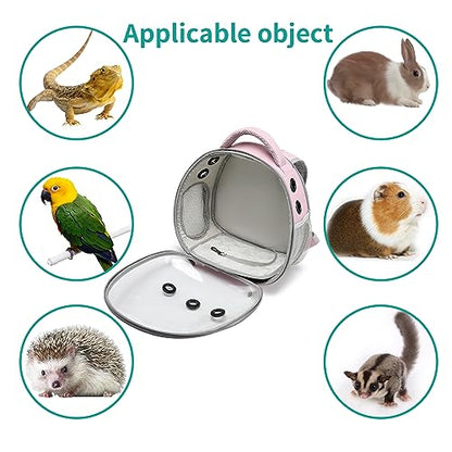 Portable Travel pet Backpack Carrier Hamster Bag Guinea Pig Bird Small Dog cat Turtle Carrier Rabbit Cage Squirrel Bearded Dragon Breathable Hangbag (Pink) - color: pink