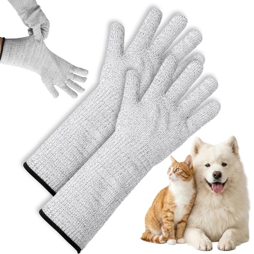 Pet Handling Gloves - Extra Long Cat Grooming Arm Sleeves, Anti-Scratch Arm Protection Sleeves for Handling Aggressive Cats, Scratch Resistant Gloves for Nail Trimming & Bathing