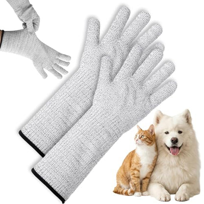 Pet Handling Gloves - Extra Long Cat Grooming Arm Sleeves, Anti-Scratch Arm Protection Sleeves for Handling Aggressive Cats, Scratch Resistant Gloves for Nail Trimming & Bathing
