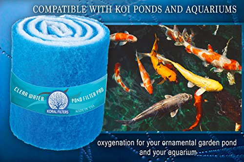 Premium Koi Pond Filter Media Roll - High-Efficiency Pond Filters for Outdoor Ponds, Reusable Fish Pond Filter Material, Made in USA (PRO - Blue - 12 ft roll) - style: PRO - Blue - 12 ft roll