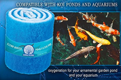 Premium Koi Pond Filter Media Roll - High-Efficiency Pond Filters for Outdoor Ponds, Reusable Fish Pond Filter Material, Made in USA (PRO - Blue - 12 ft roll) - style: PRO - Blue - 12 ft roll