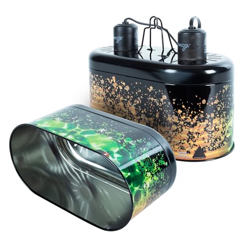 WACOOL Reptile Dome Light Dual Fixture for 2 Light Bulbs, Optical Reflector Lampshade for Tropical Desert Reptile Heat Lamp UVB Light Dual Combo Kit with 2 Independent Switches