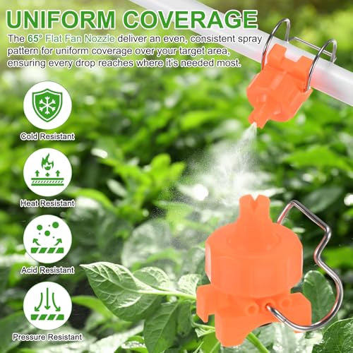 M METERXITY 3-Pack Flat Fan Spray Tips, 2.8mm Pore Plastic Spray Nozzle with Clip Adjustable Atomization Nozzle for 3/4" Hose, 0.48 Cubic Meters Per Hour [Orange, 65 Degree] - size: 2.8mm x 3/4"