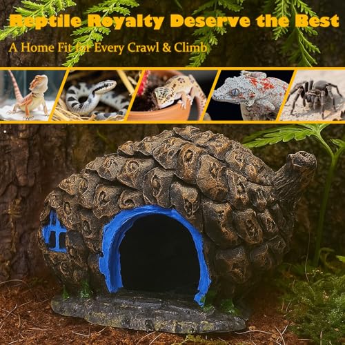 Bearded Dragon Reptile Hide Leopard Gecko Caves Pine Cone Lizard Hideout Tank Accessories Snake Décor Amphibian Habitat Tortoise Decoration - style: PINE CONE