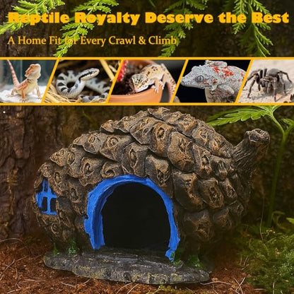 Bearded Dragon Reptile Hide Leopard Gecko Caves Pine Cone Lizard Hideout Tank Accessories Snake Décor Amphibian Habitat Tortoise Decoration - style: PINE CONE