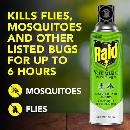 Raid Yard Guard Mosquito Fogger for Outdoor Yard Patio Deck and Garden Mosquito Control Aerosol Spray 16 Ounce (Pack of 3) - size: 16 Ounce (Pack of 3)