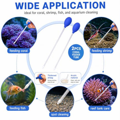2 Pcs Long Pipette,Coral Feeder,for Fish Tank Coral Food Feeder Long Syringe Aquarium Coral Feeding Tube,for Reef Aquatic Plant Spider Snake Lizard