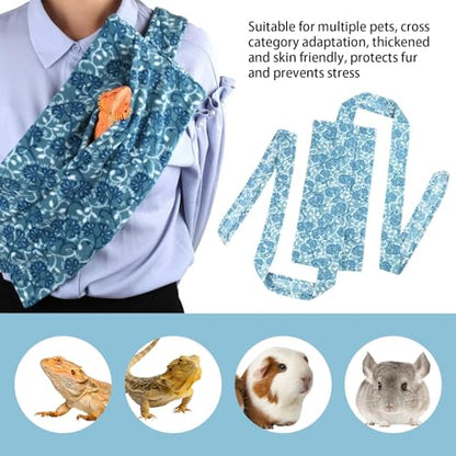 Guinea Pig Carrier Sling and Backpack 2-in-1,Bearded Dragon Sling Carrier | Guinea Pig Sling Bag Adjustable Reptile Carrier Bag for Guinea Pig Hamster Gecko Ferret, for Safe Pet Travel (Blue)