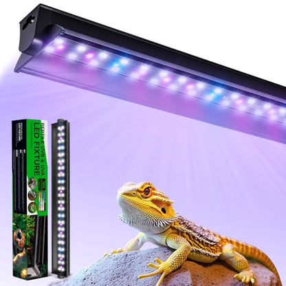 12W T5 UVB LED Reptile Light – High Output UVA UVB Light for Bearded Dragon, T5 10.0 UVB Reptile Light Fixture (19.6") - size: 19.6"