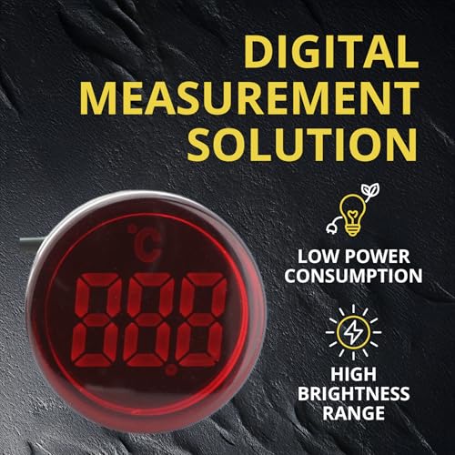 Digital LED Thermometer Display with Indicator Light, 22mm (7/8 inch) Mounting Hole, Energy-Saving Design, Temperature Range -20°C to +199°C Red (3 Pack) - style: Red -Thermometer