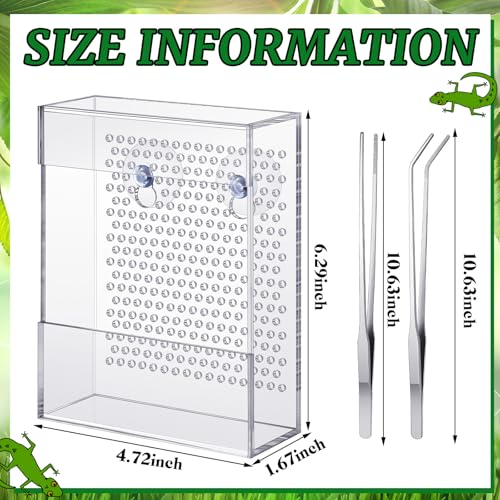 Geyoga Bearded Dragon Feeder with Suction Cups and 2 Tweezers Chameleon Bug Bowl Bug Feeder for Bearded Dragon Acrylic Reptile Feeding Box Tank and Aquarium Accessories for Lizard Gecko Frog(Clear) - color: Clear