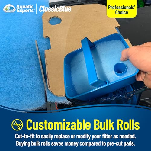 Aquatic Experts Classic Bonded Aquarium Filter Pad - Blue and White Aquarium Filter Media Roll Bulk Can Be Cut to Fit Most Filters, Made in USA (12" by 24 Feet by 3/4" Thick) - size: 12" x 24 Feet