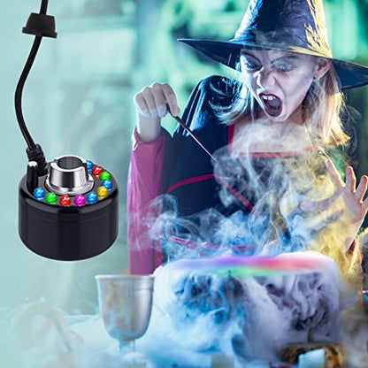 Yaomiao 4 Piece Halloween Mist Maker Fogger, Black and Silver | Small Ultrasonic Fog Machine, with 12 LED Lights, for Pond Fountain Water Garden, Mister Air Humidifier - color: Black and Silver
