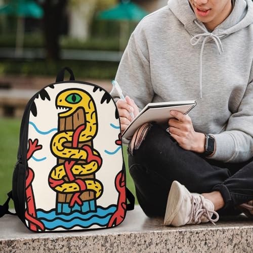 Snake Totem Pole Laptop Bag 17 Inch Back Pack Travel Backpack Sports Work Backpacks Teacher Bookbag