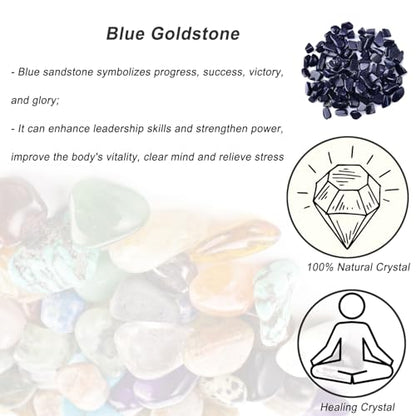 Erliway 7-9mm Blue Goldstone Healing Crystal Chips for Crafts, 100g | Natural Crushed Crystal Stones Tumbled Chips for Vase Filler Aquarium Gravel, Meditation Chakra Balancing, Candle DIY Making - color: Blue Goldstone