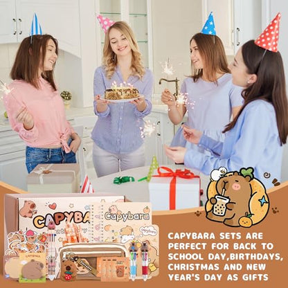 Ulema 80pcs Cute Capybara Stationery Set Birthday Capybara Gifts for Boys Girls Back to School and Classroom Rewards Kawaii School Supplies with Capibara Stuff. - style: Capybara