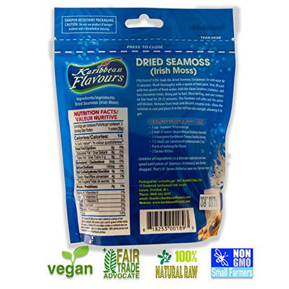 Karibbean Flavour Dried Sea Moss (Pack of 5) x 3Oz/85g) | Caribbean Superfood - Wildcrafted Seedstock - Ethically Harvested - Makes Over 10 Quarts Gel - size: 3 Ounce (Pack of 5)