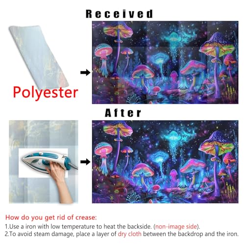 72X24IN Blacklight Mushroom Jellyfish Aquarium Background UV Reactive Background Starry Sky Terrarium Background with 10 EVA Double-Sided Tape - size: 72X24in/180X60cm