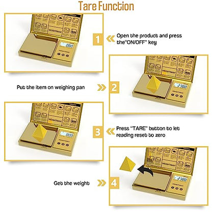 WEIGHTMAN Digital Scale Gram, 200g/0.01g Pocket Scale Gold Titanium Plating | LCD Backlit Display, Mini Jewelry Scale with 6 Units, Auto Off, Tare Function for Food, Coins, Battery Included - color: Gold