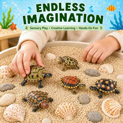 Liberty Imports 12 Piece Sea Turtle Animal Toys - Miniature Figurines - Unique Tortoise Toys Detailed and Hand Painted Reptiles Party Favor Decorations and Kids