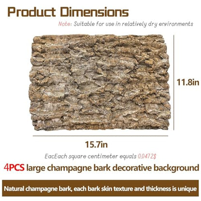 4PCS Cork Terrarium Background 15.7x11.8in Natural Cork Large Bark Climbing Mat Habitat Decoration Chameleons, Lizards, Turtles Glass Jar Decoration - size: 4PCS-15.7x11.8in